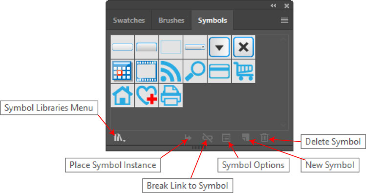 Adobe Illustrators' Symbols palette window